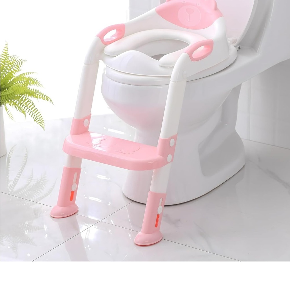 Pink and White Potty Training Seat with Ladder